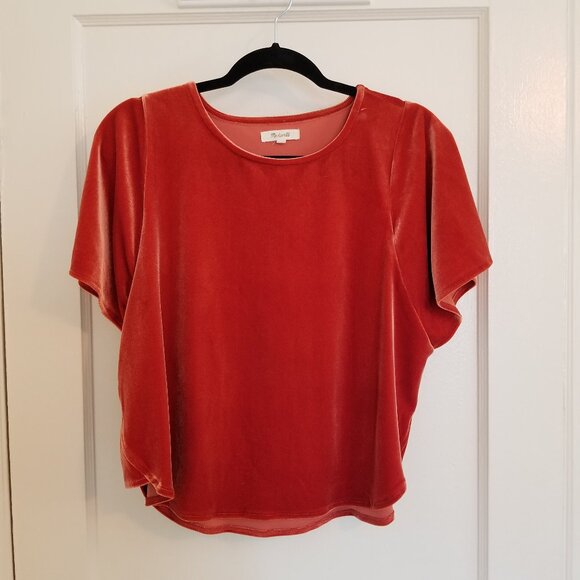 Madewell Burnt-Orange Crushed Velvet Blouse size small - Picture 1 of 8